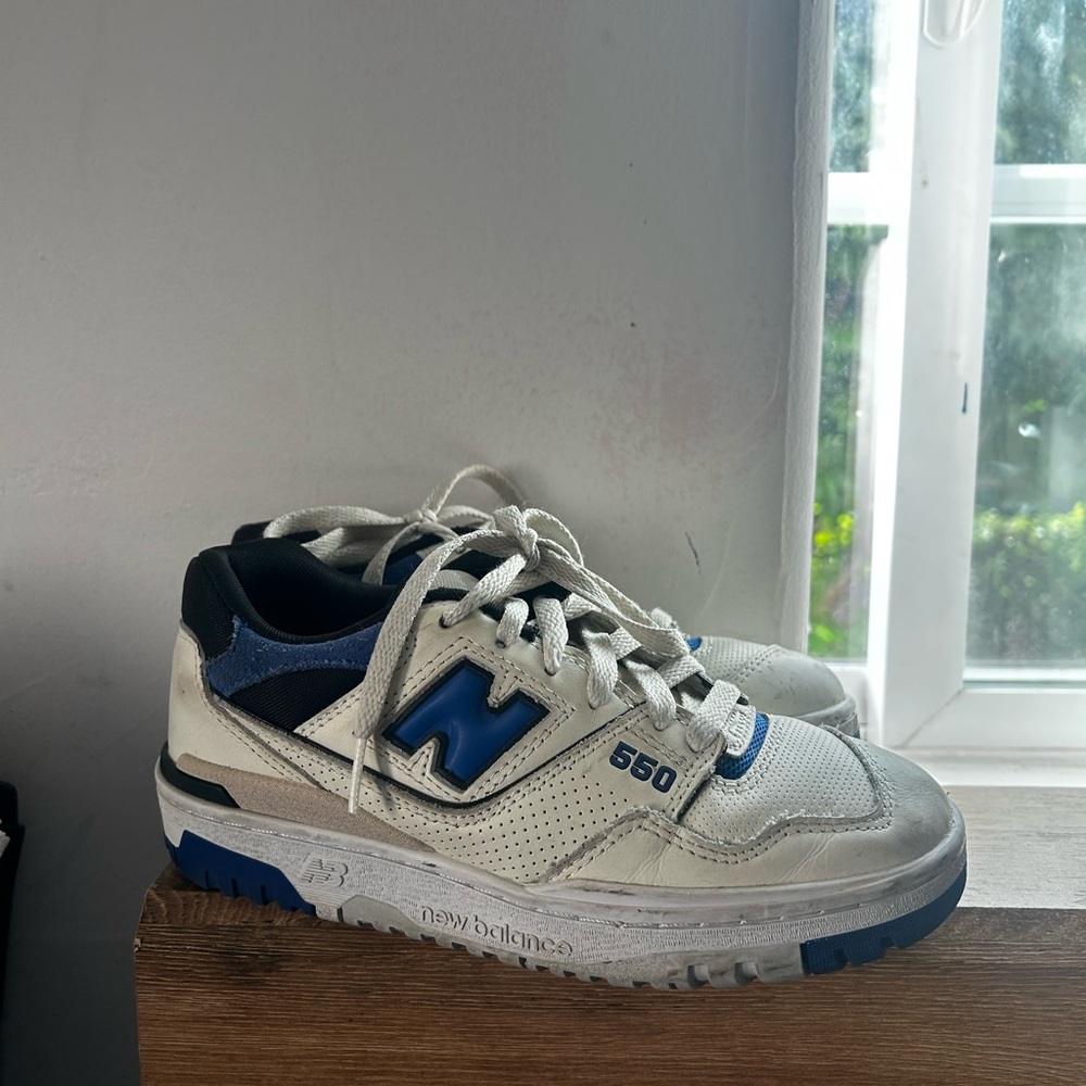 New Balance 550 White and Navy Sneakers